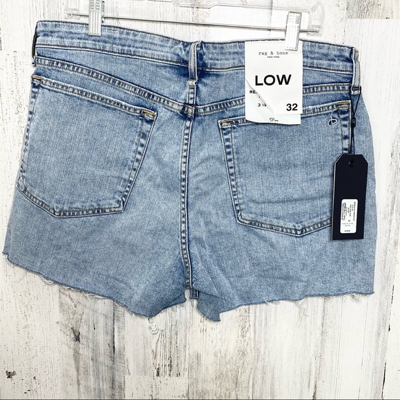 Rag & Bone Stella Dre High Waisted Light Wash Cut Off Denim Jean Shorts Size 32 - Picture 10 of 15
